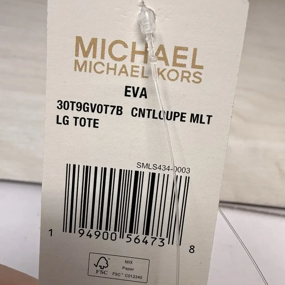 Michael Kors EVA Large Tote Purse Cantaloupe Multi with Pouch New - Picture 11 of 11